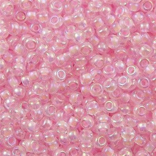 Miyuki Beads, MiyukiRoundBeads 8/0-0272 Pink Lined Crystal AB