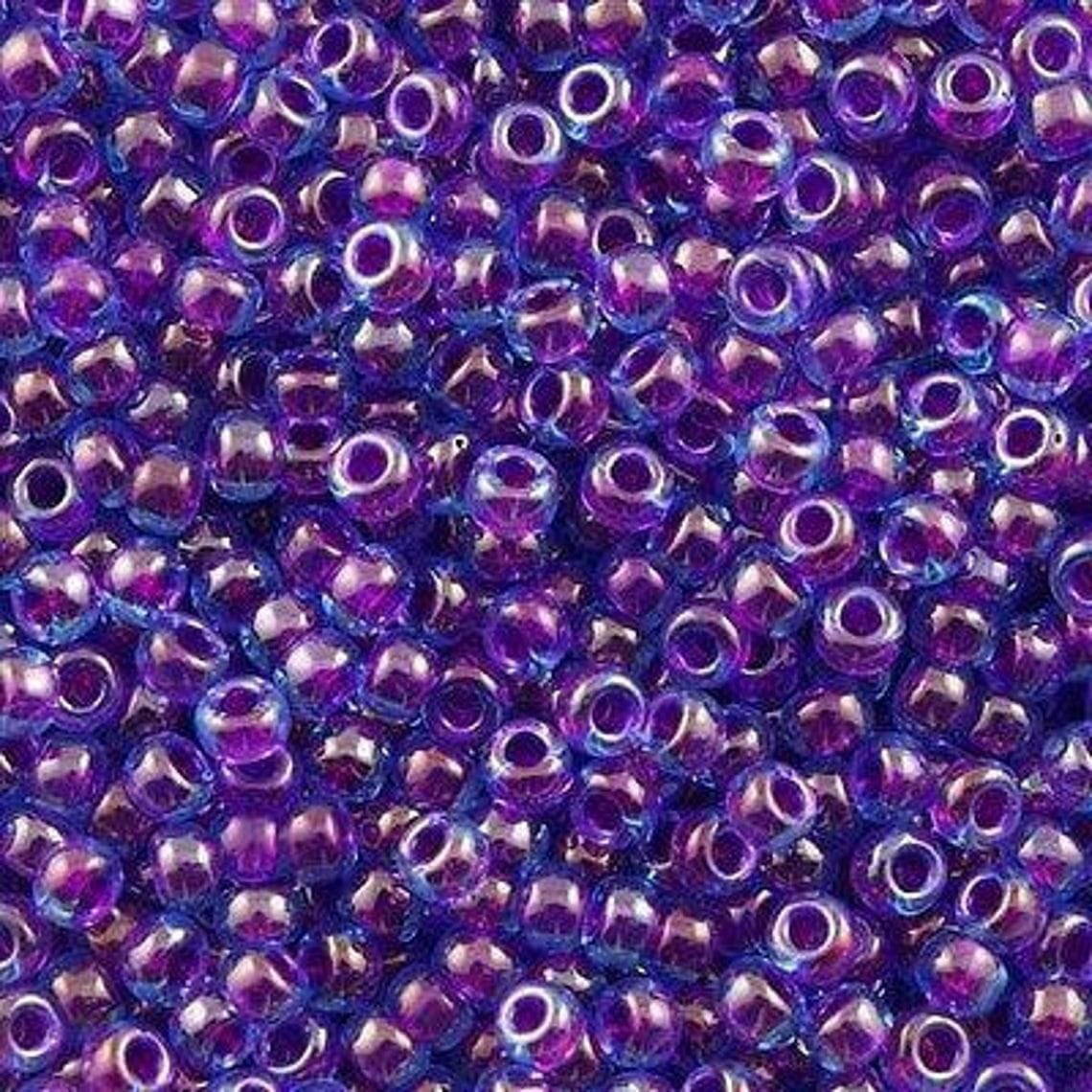 Miyuki Boncuk, MiyukiRoundBeads 8/0-0352 Fuchsia Lined Aqua Luster