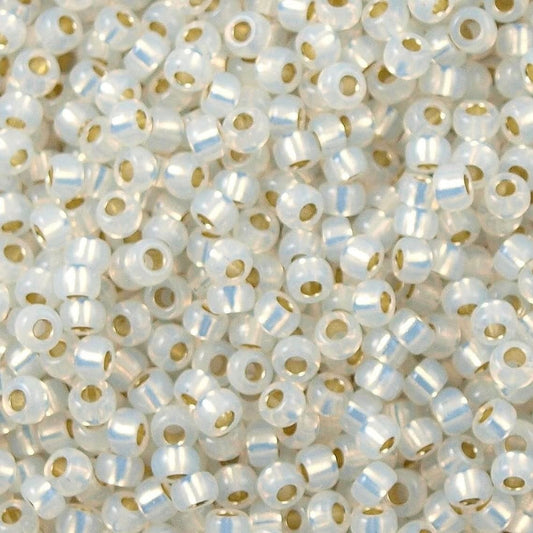 Miyuki Beads, MiyukiRoundBeads 8/0-0551 Gilt Line White Opal