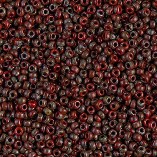 Miyuki Beads, MiyukiRoundBeads 8/0-4513 Picasso Opaque Red Granat