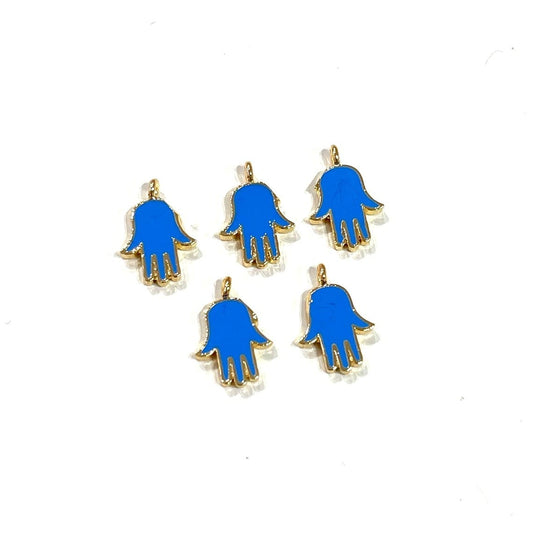 Vergoldete Emaille Mini Fatma Ana Handgerät - Blau