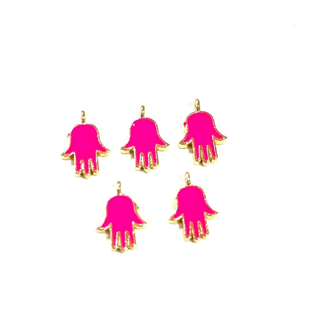Vergoldeter Emaille Mini Fatma Ana Handapparat - Neon Pink
