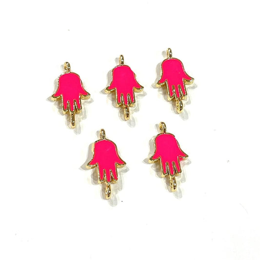 Vergoldete Emaille Mini Fatma Ana Handarmbandgerät - Neon Pink