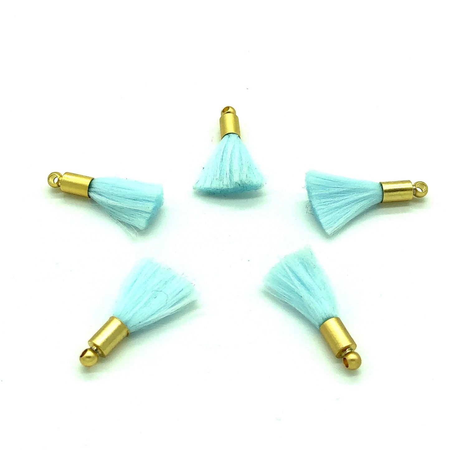 Gold Plated Tassel - Baby Blue