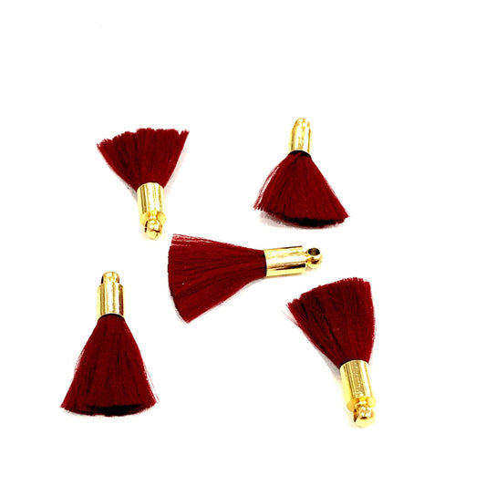 Gold Plated Tassel - Claret Red