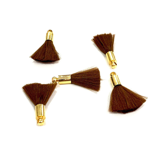 Gold Plated Tassel - Brown