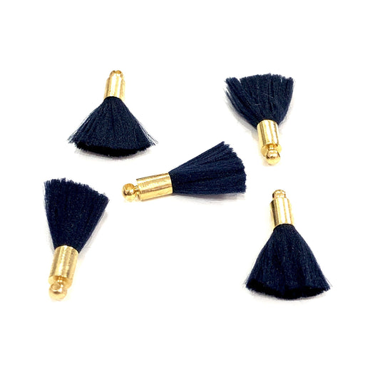 Gold Plated Tassel - Navy Blue