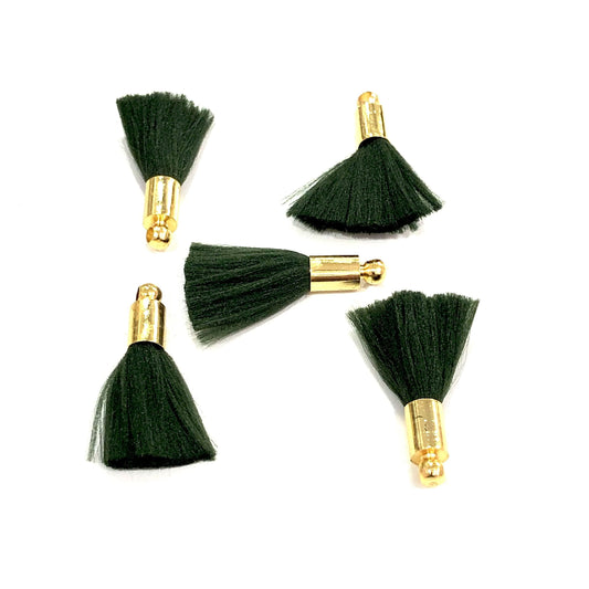 Gold Plated Tassel - Emerald Green