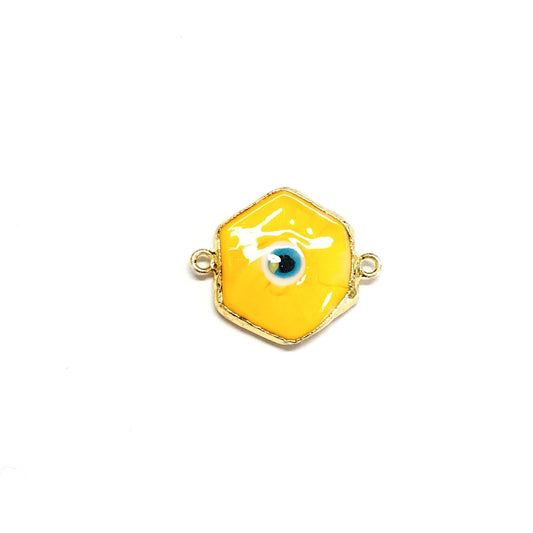 Gold Plated Glass Plastered Evil Eye Beads - 8 