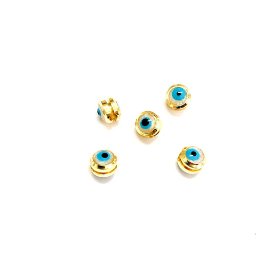 Gold Plated Channeled Evil Eye Beads Pearlescent