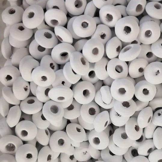 8mm Ufo Wood Beads 4 - White