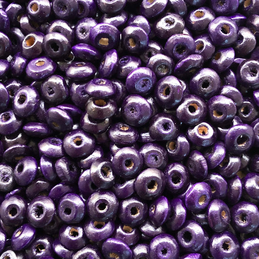 8mm Ufo Wood Beads 9 - Dark purple