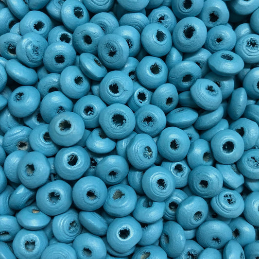 8mm Ufo Wood Beads 30 - Blue