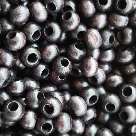 8mm Wide Hole Wooden Bead - 9 - Black