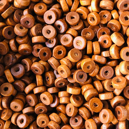 8mm Rondel Wood Beads 2 - Cinnamon