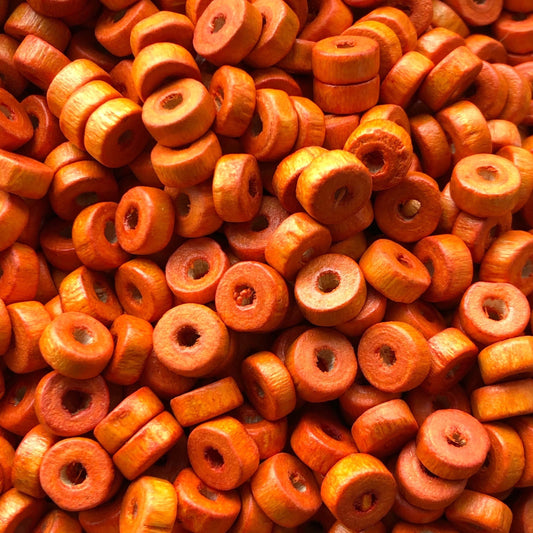 8mm Washer Wood Beads 4 - Orange