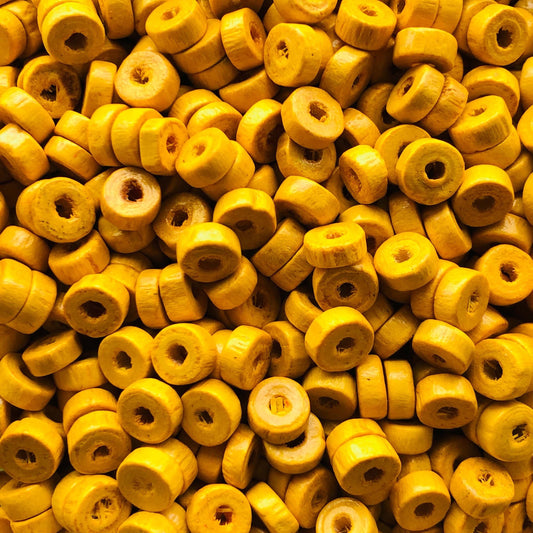 8mm Washer Wooden Bead 6 - Yellow