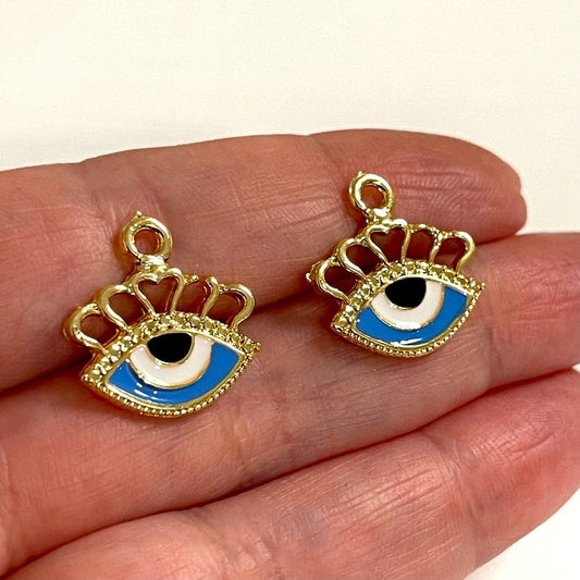 Gold-Plated Enamel Lucky Eye Shaking Attachment - Blue