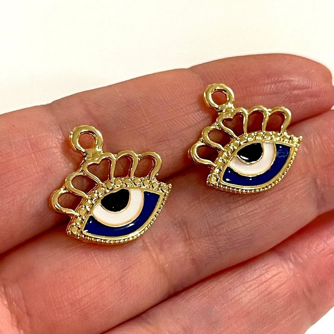 Gold Plated Enamel Lucky Eye Swing Attachment - Navy Blue