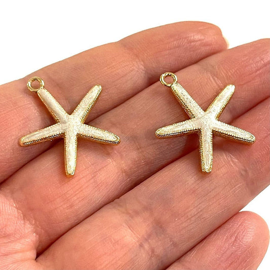 Gold Plated Enamel Sea Star - Pearlescent