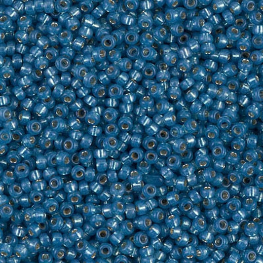 Miyuki Beads, MiyukiRoundBeads 6/0-0648 Dunkelhimmelblau gefärbter Alabaster mit Silberstreifen