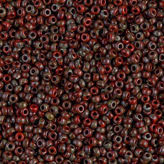 Miyuki Beads, MiyukiRoundBeads 6/0-4513 Picasso Opaque Red Garnet