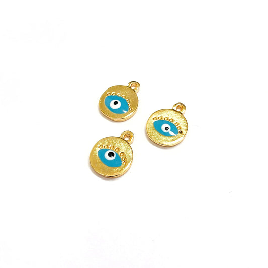 Gold Plated Round Evil Eye Shaking Apparatus - Blue