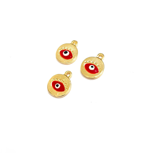 Vergoldeter runder Evil Eye Augenschüttelapparat - Rot