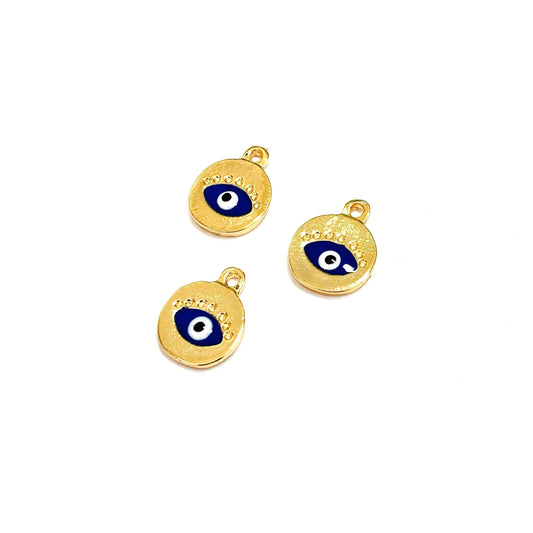 Gold Plated Round Evil Eye Eye Hanging Apparatus - Navy Blue