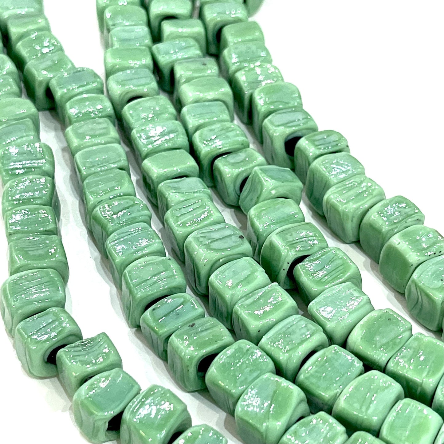 Cube Hearth Beads Green 