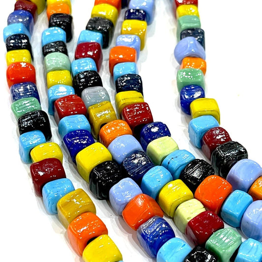 Cube Hearth Beads Colored 