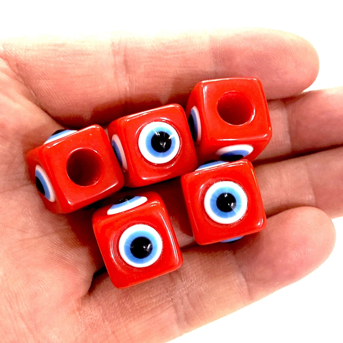 Acrylwürfel Evil Eye Beads - Rot 