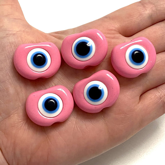 Acrylic Evil Eye Beads - Pink 