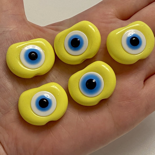 Acrylic Evil Eye Beads - Yellow 