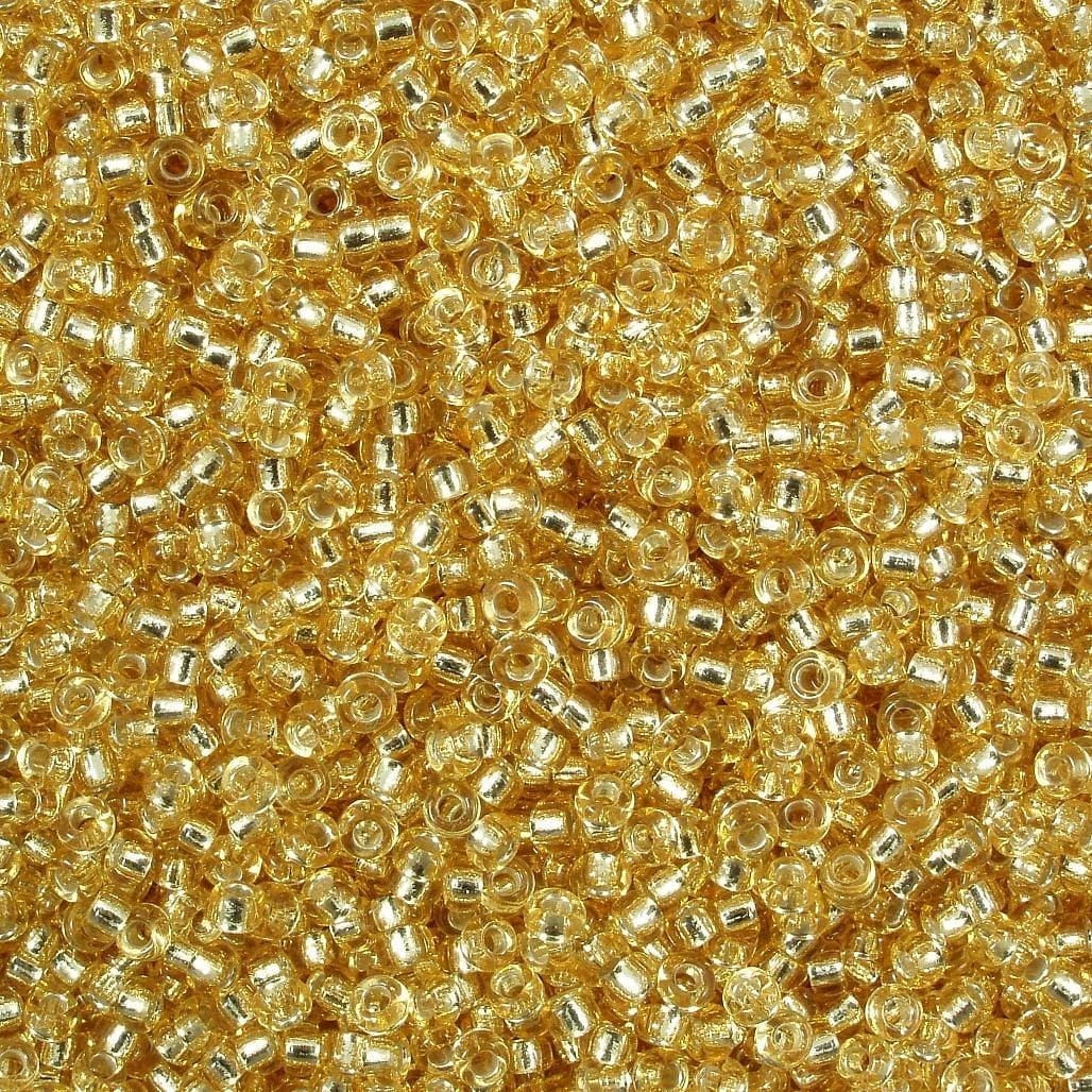Miyuki-Perlen, MiyukiRoundBeads15/0-0003 Silber gefüttert Gold