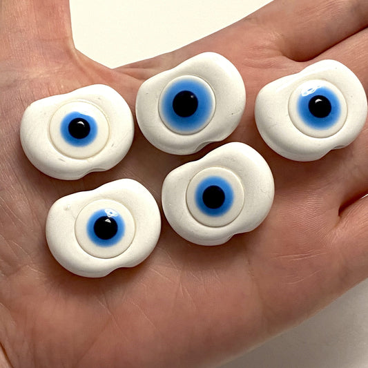 Acrylic Evil Eye Beads - White 