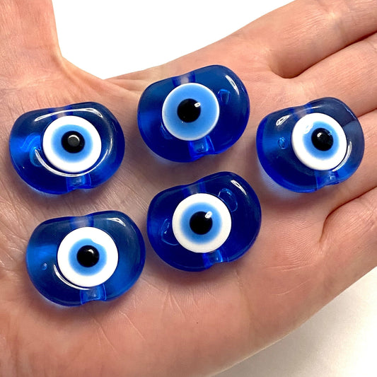 Acrylic Evil Eye Beads - Transparent Blue 