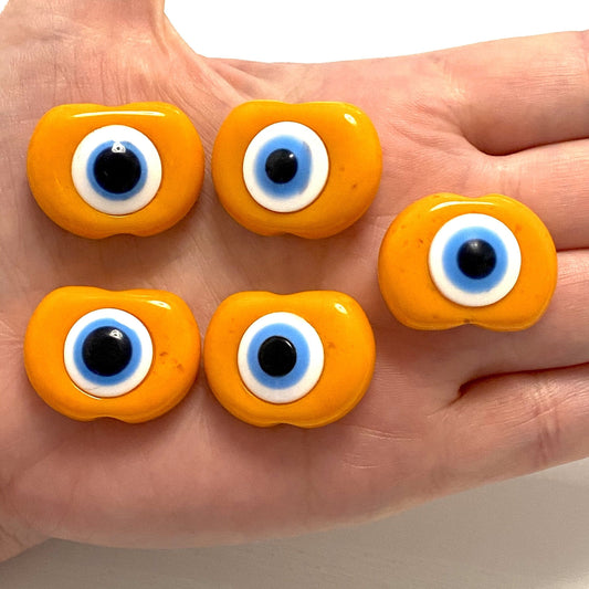 Acrylic Evil Eye Beads - Orange 