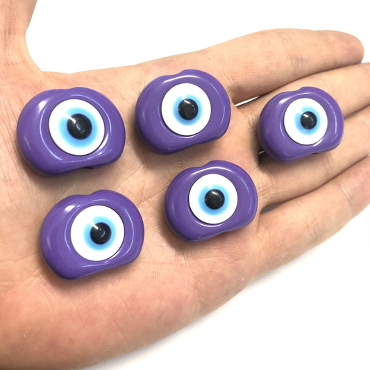 Acrylic Evil Eye Beads - Purple 