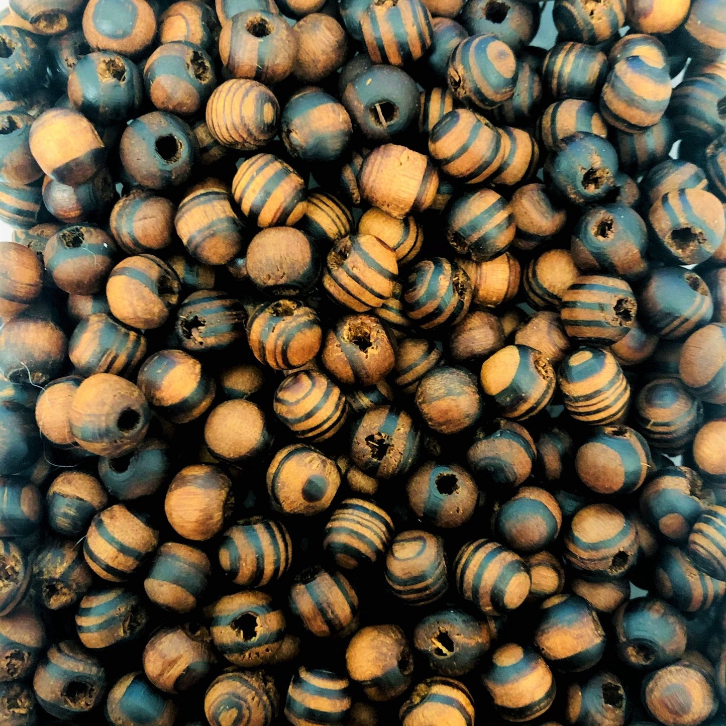 8mm Wide Hole Wooden Beads - 26 - Brown Raw Wood