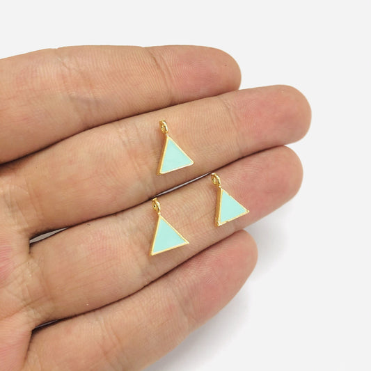 Gold Plated Enameled Triangle Shaking Tool - Mint