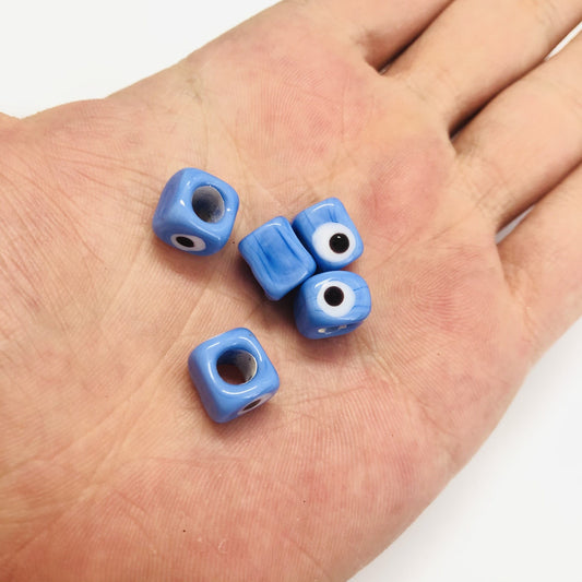 Würfel Evil Eye Beads 10mm - Flieder