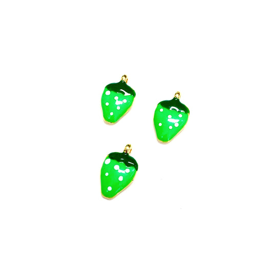 Vergoldeter Emaille-Erdbeer-Schüttelaufsatz – Neongrün