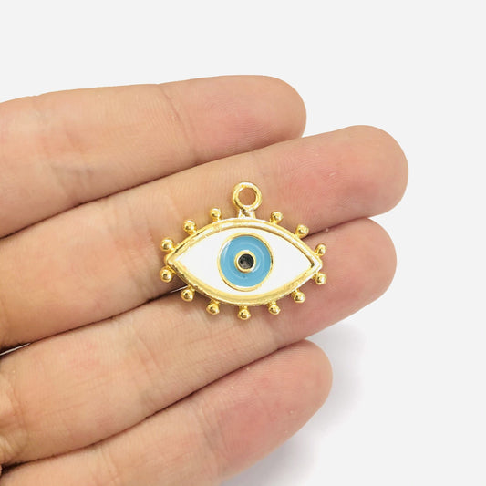 Brass Gold Plated Enamel Eye Pendant - Large