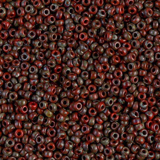 Miyuki Beads, MiyukiRoundBeads15/0-4513 Picasso Opaque Red Garnet