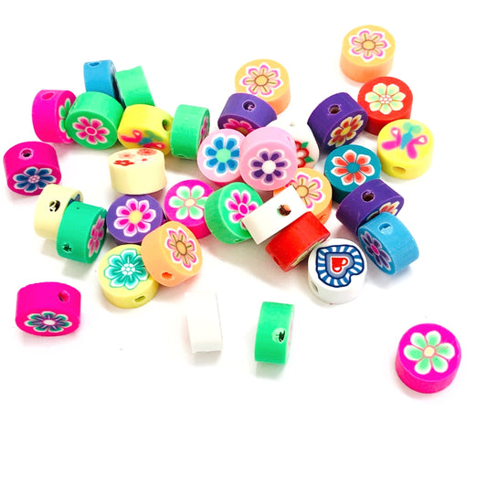 Polymer Clay (Fimo) Mixed Round Flower