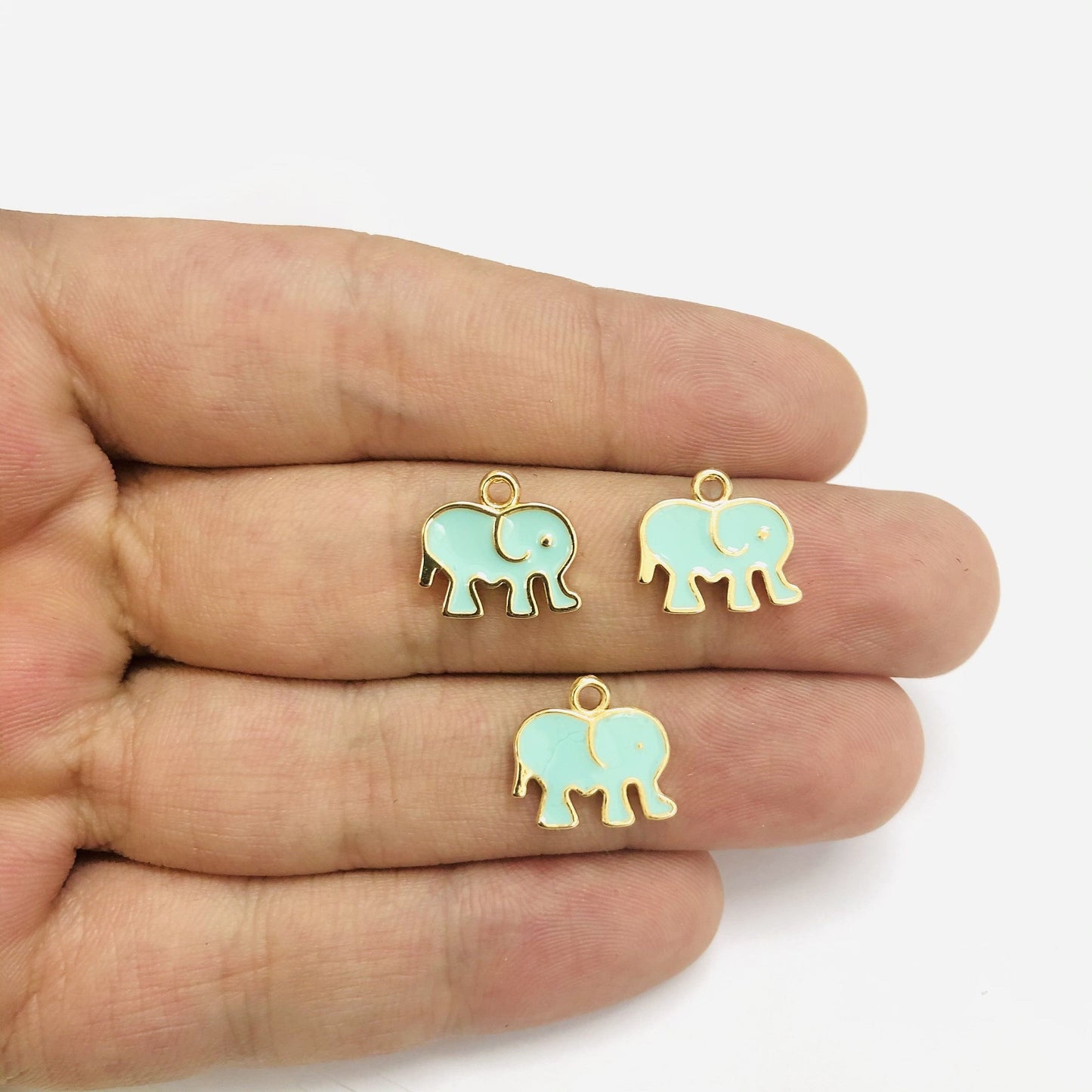 Vergoldete, emaillierte Elefanten-Schaukelhalterung – Minze