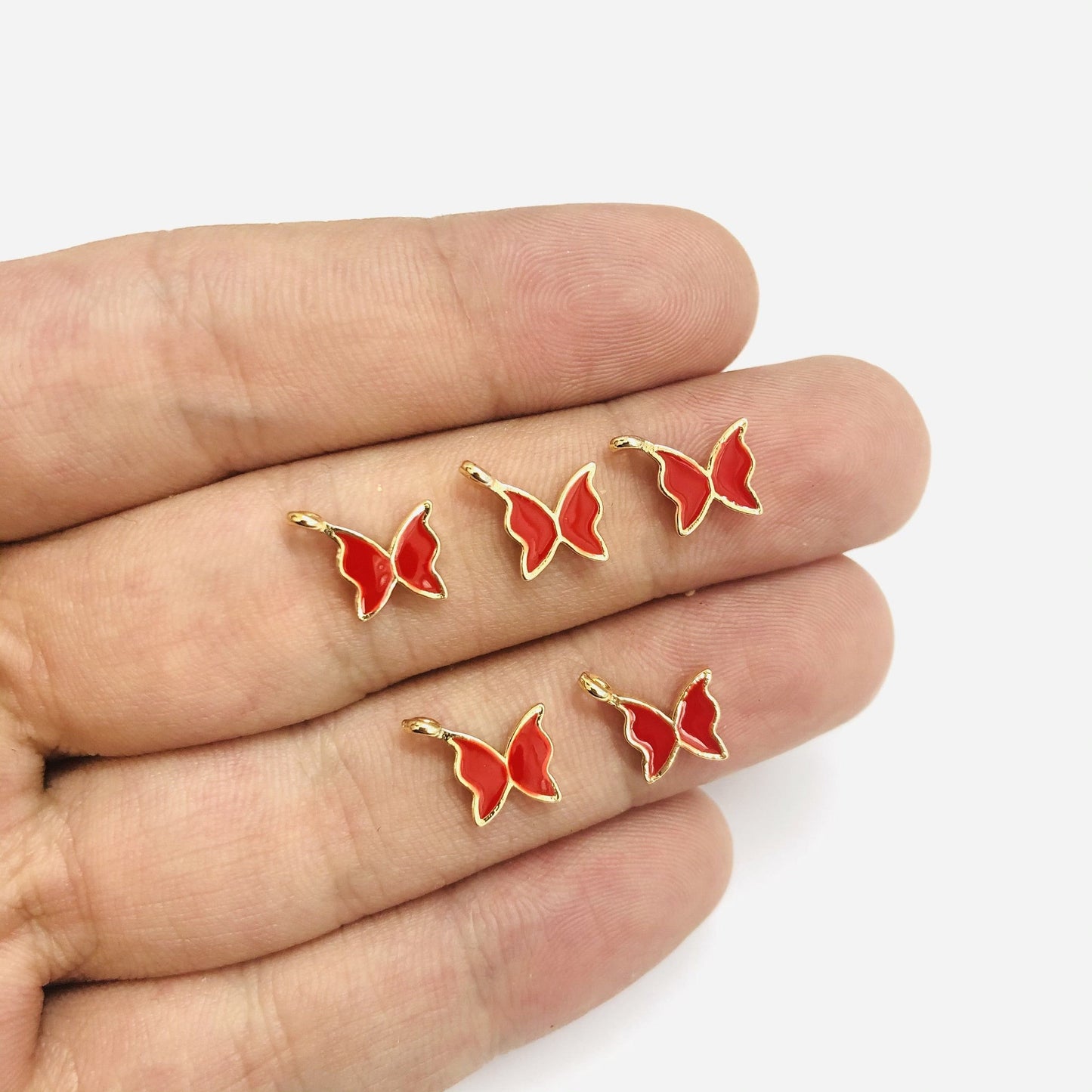 Altın Kaplama Mineli Kelebek Sallantı Aparatı - Kırmızı