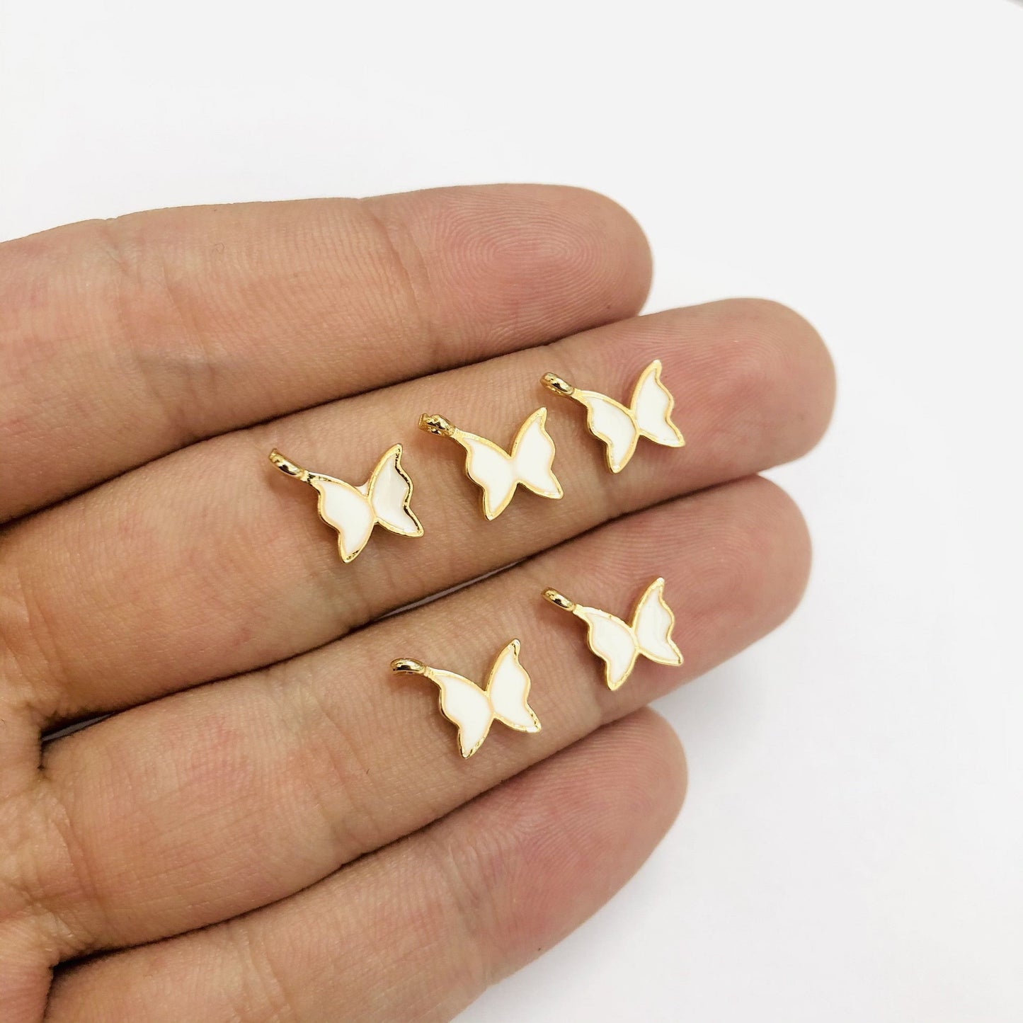 Vergoldeter Emaille-Schmetterlings-Schüttelaufsatz – Weiß