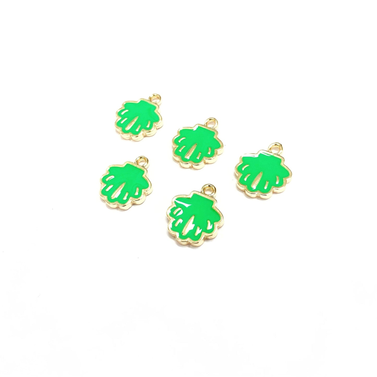 Gold Plated Enamel Oyster Shake Attachment - Neon Green